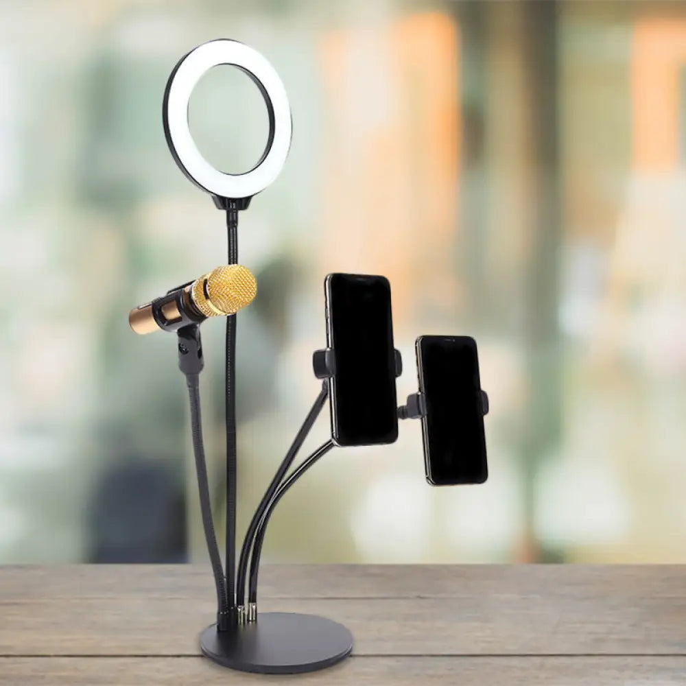 DecorBites™ Metal LED Circle Mirror with USB Port and Flash Lighting