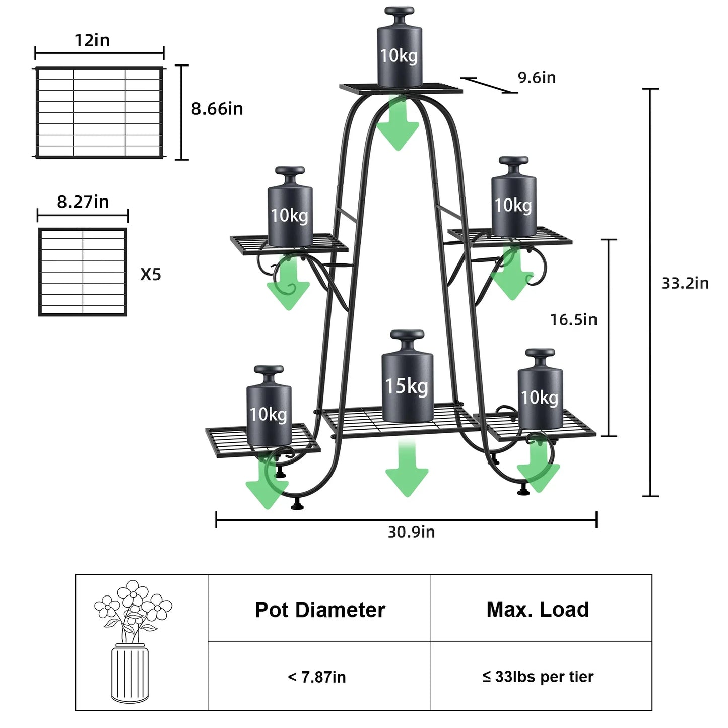 DecorBites™ Metal Plant Stand - 6 Tier Display Rack