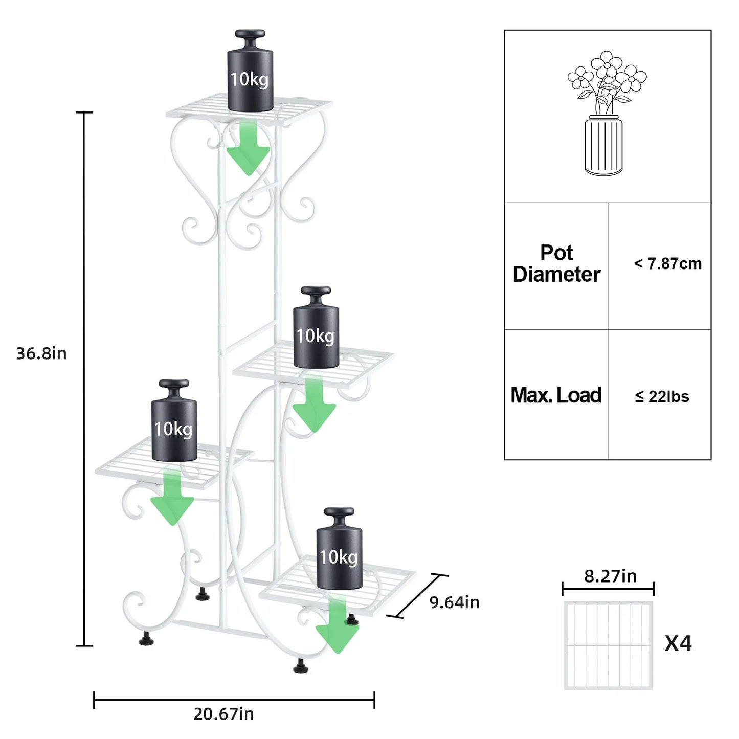 DecorBites™ Metal Plant Stand for 4 Flower Pots