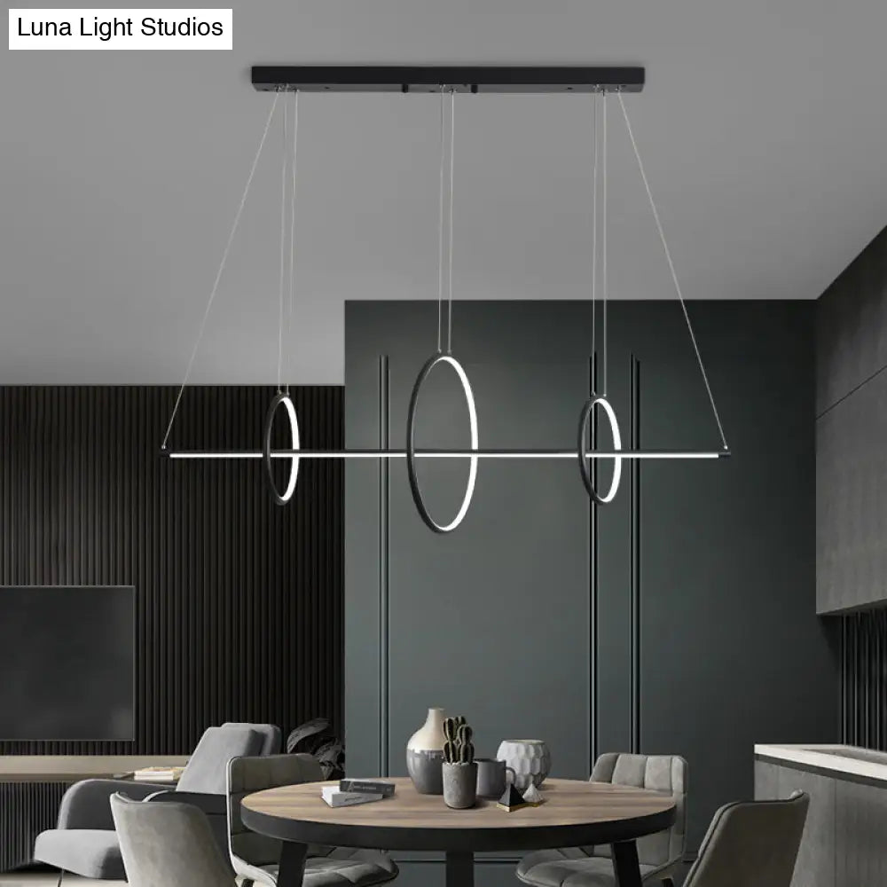 DecorBites™ Metallic Circle and Line LED Restaurant Light in Black – Modern Island Lighting