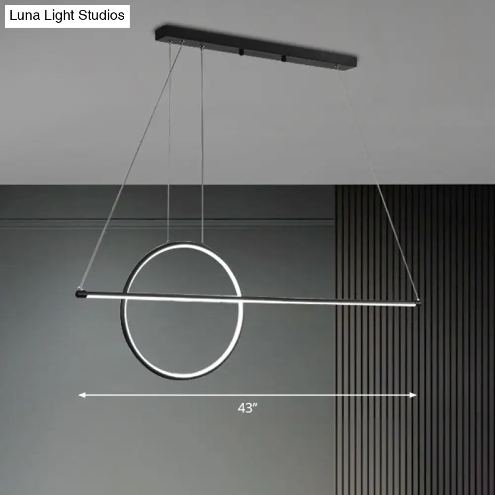 DecorBites™ Metallic Circle and Line LED Restaurant Light in Black – Modern Island Lighting