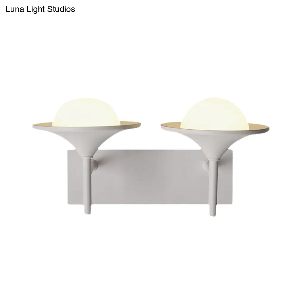 DecorBites™ Metallic Flared Wall Sconce Lamp: Modern 2-Light LED Lighting in White for Bedside