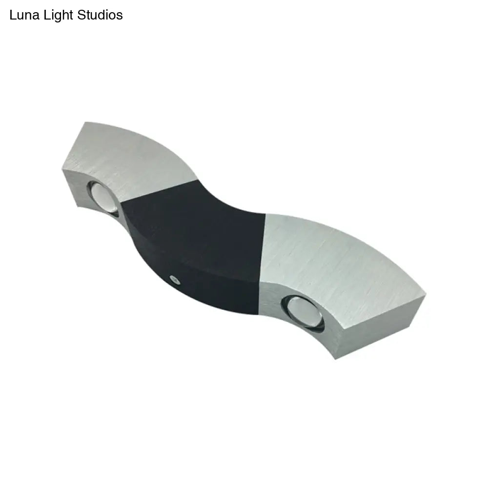 DecorBites™ Metallic LED Wall Sconce with Wavy Black/Silver Design and Colorful Lights
