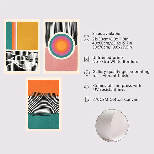 DecorBites™ Mid Century Abstract Color Block Wall Art Set