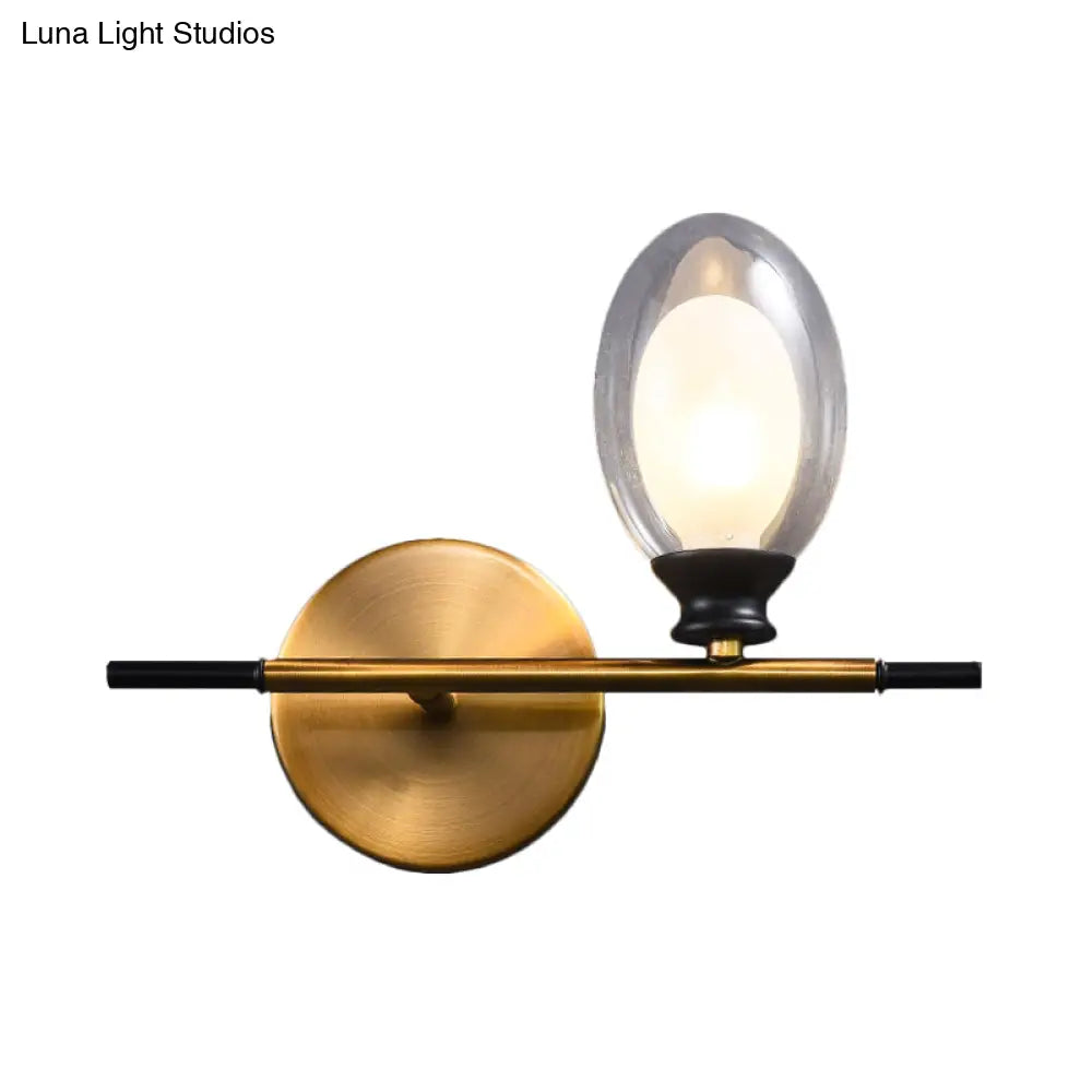 DecorBites™ Mid Century Brass Wall Lamp with Dual Oval Clear/Amber Glass Shade