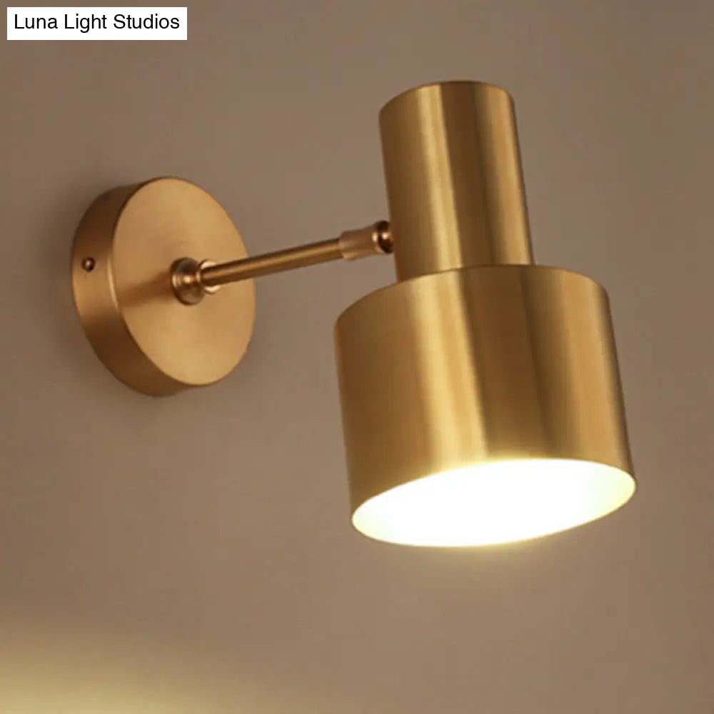 DecorBites™ Mid-Century Home Wall Lighting: Gold 1-Head Down Lighting Wall-Mounted Fixture with Mental Cage