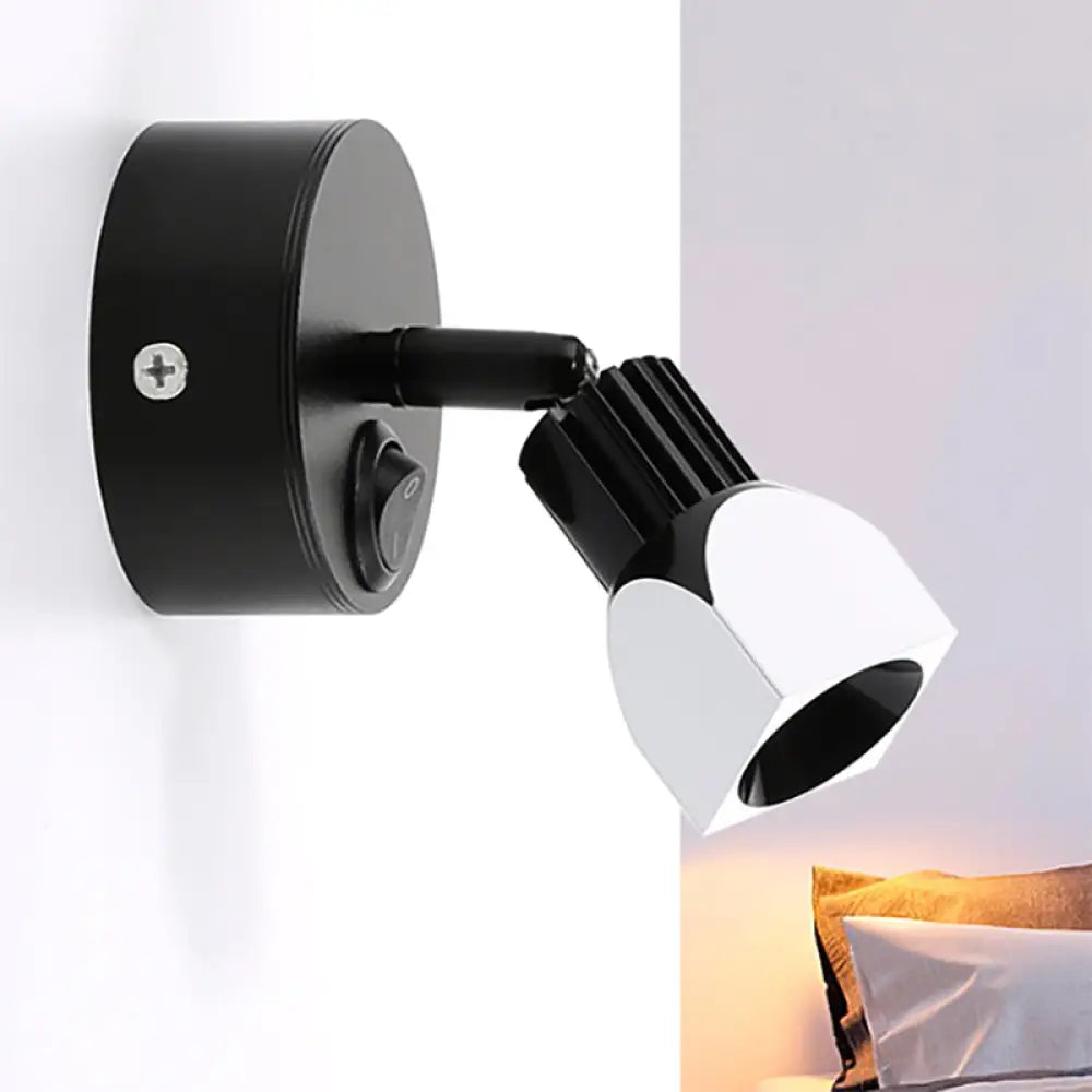 DecorBites™ Mini Aluminum LED Spotlight Wall Lamp - Contemporary Style, Black/White, with/without Switch - White/Warm Lighting