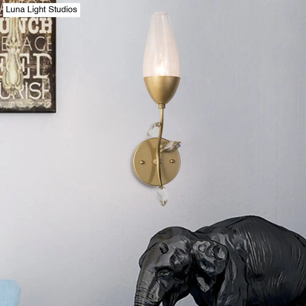 DecorBites™ Mini Wall Sconce Light with Crystal Leaf Design - Modern Metallic Gold Finish - Ideal for Bedroom Illumination