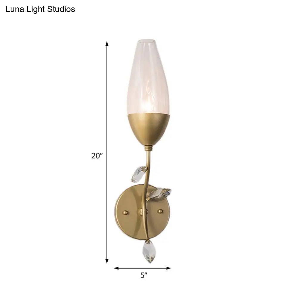 DecorBites™ Mini Wall Sconce Light with Crystal Leaf Design - Modern Metallic Gold Finish - Ideal for Bedroom Illumination