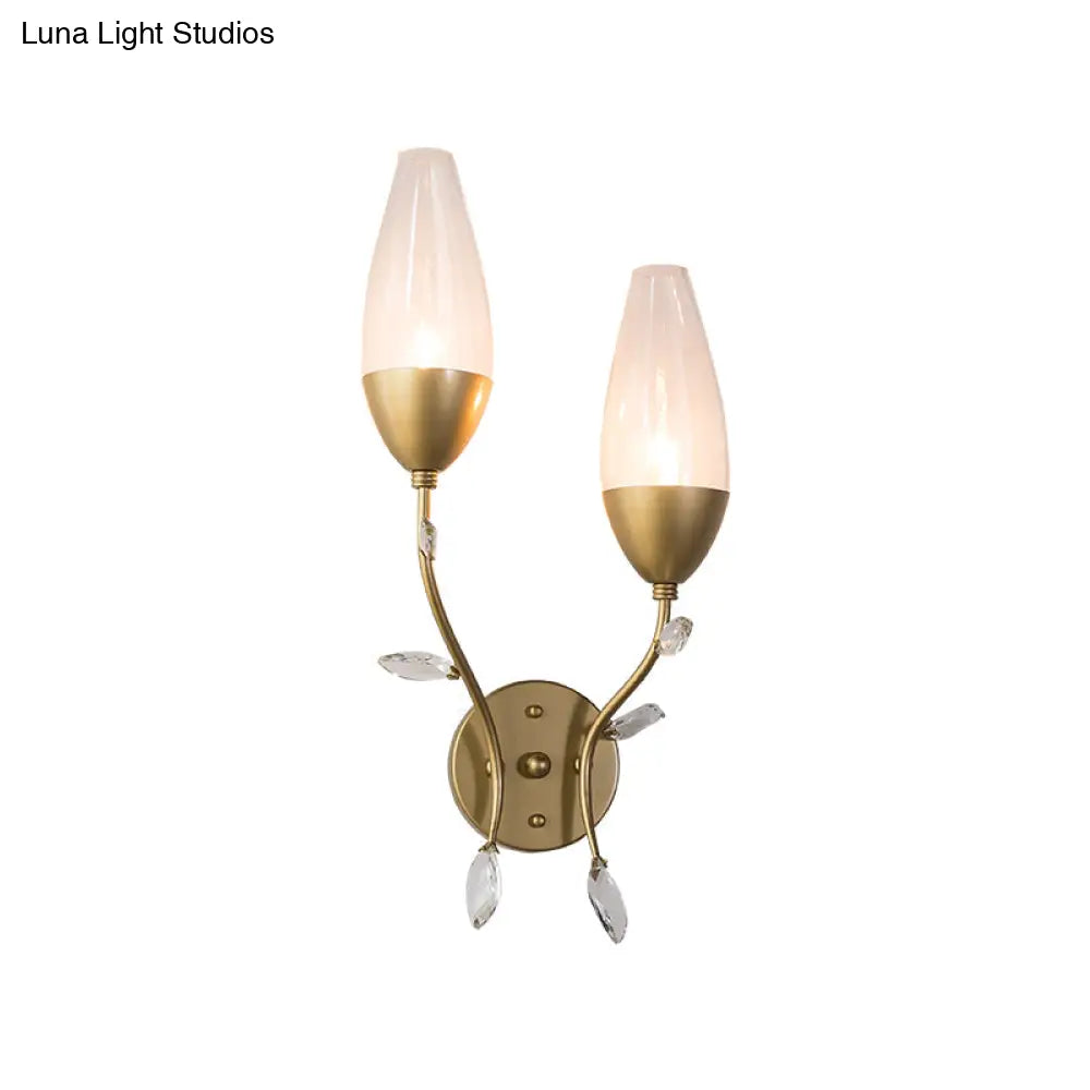 DecorBites™ Mini Wall Sconce Light with Crystal Leaf Design - Modern Metallic Gold Finish - Ideal for Bedroom Illumination