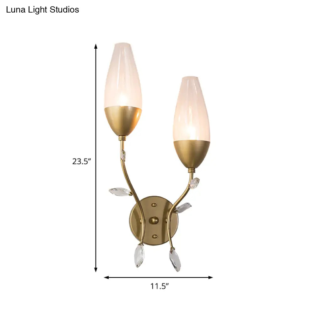 DecorBites™ Mini Wall Sconce Light with Crystal Leaf Design - Modern Metallic Gold Finish - Ideal for Bedroom Illumination