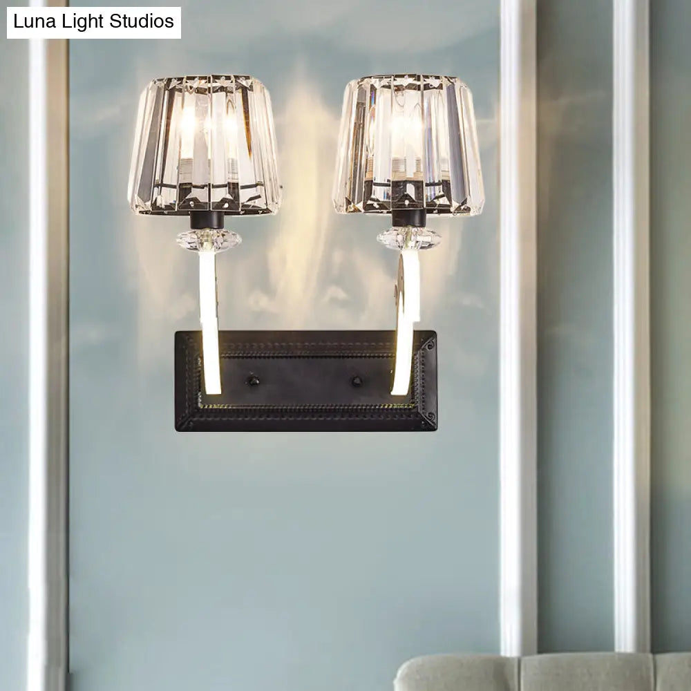 DecorBites™ Minimal Black Crystal Wall Lamp with Cone Shade and Wall Mount for Bedroom