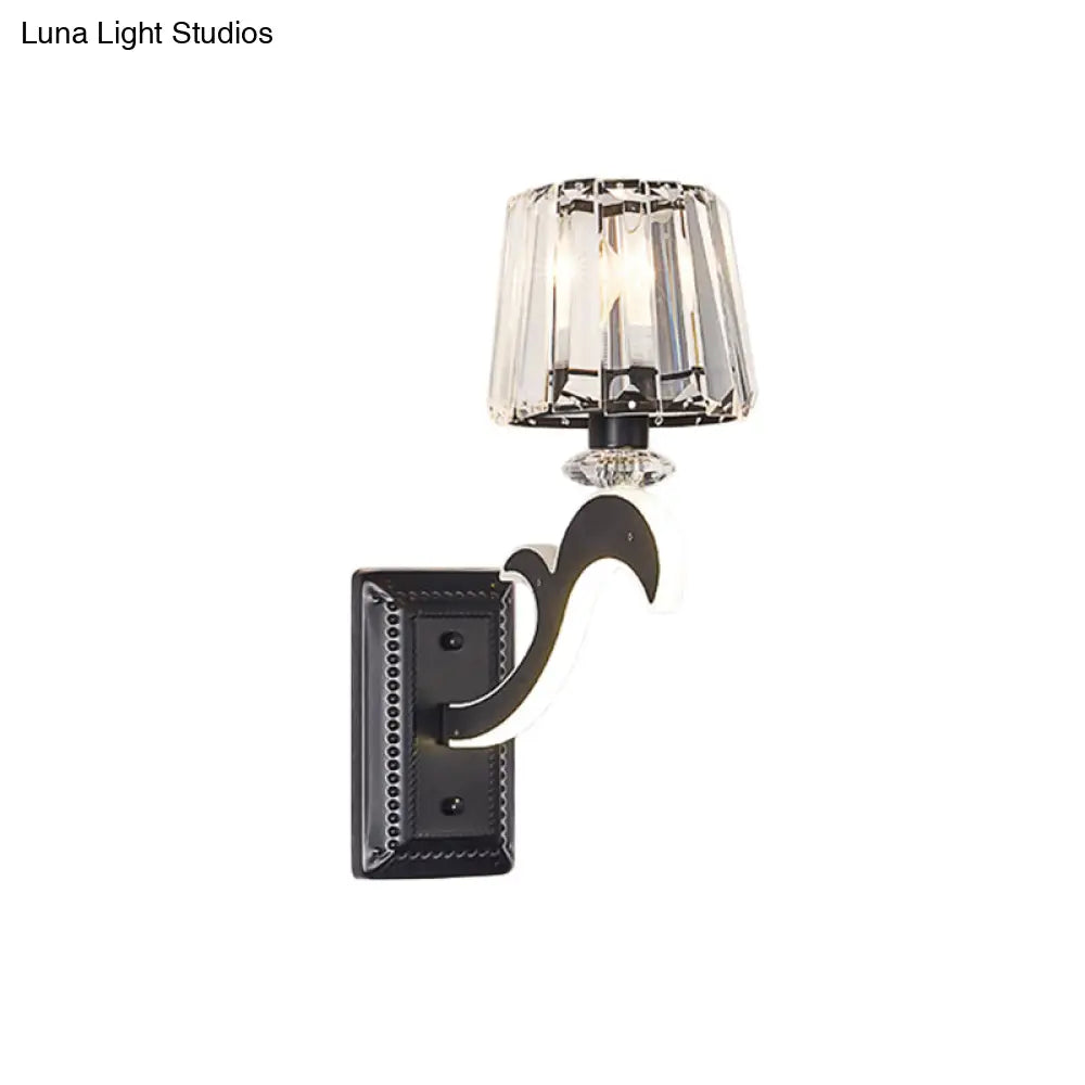 DecorBites™ Minimal Black Crystal Wall Lamp with Cone Shade and Wall Mount for Bedroom
