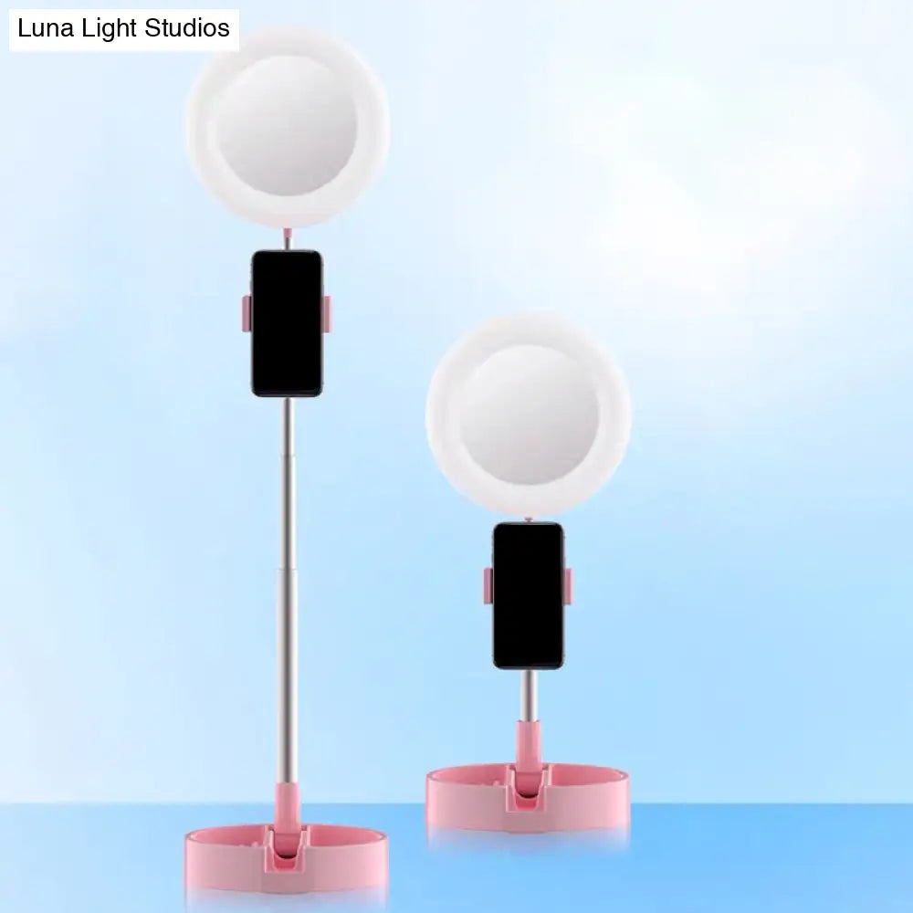 DecorBites™ Minimal LED Makeup Lighting Mobile Phone Holder with USB Fill Flush Lamp in Black/White/Pink