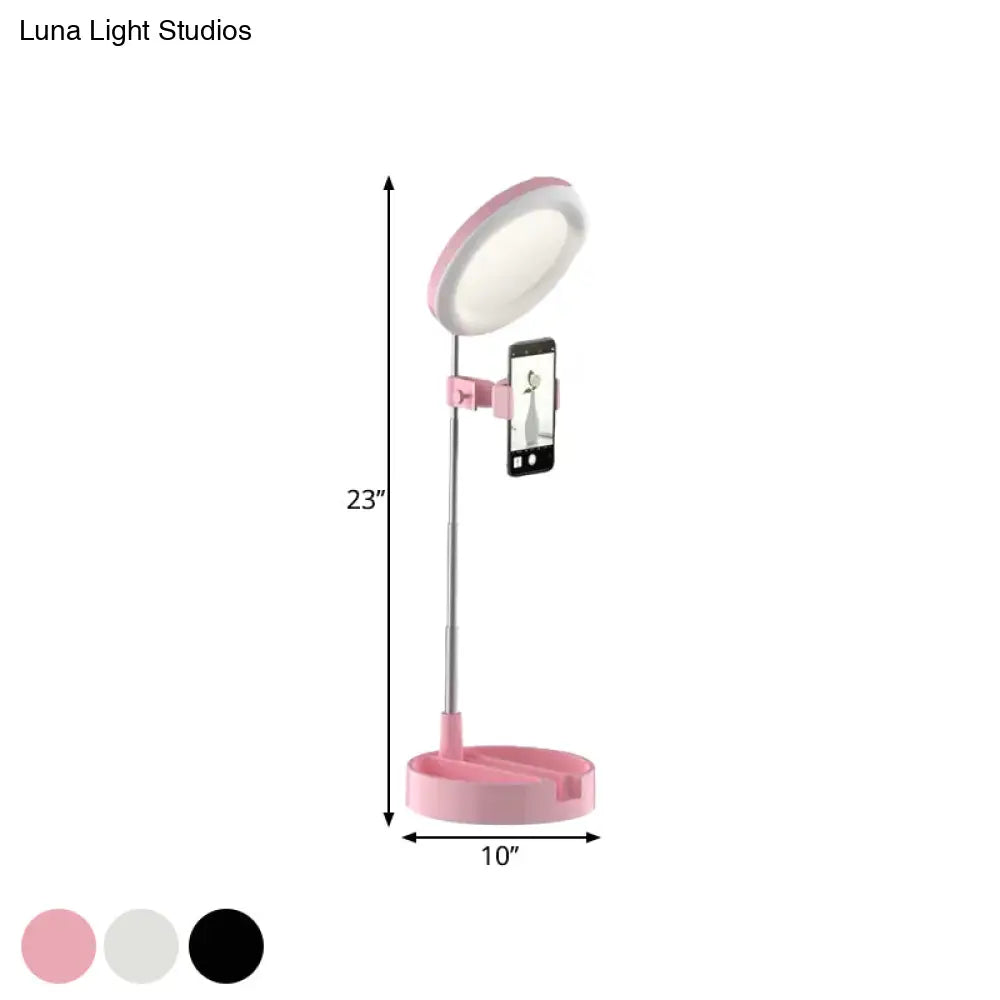 DecorBites™ Minimal LED Makeup Lighting Mobile Phone Holder with USB Fill Flush Lamp in Black/White/Pink