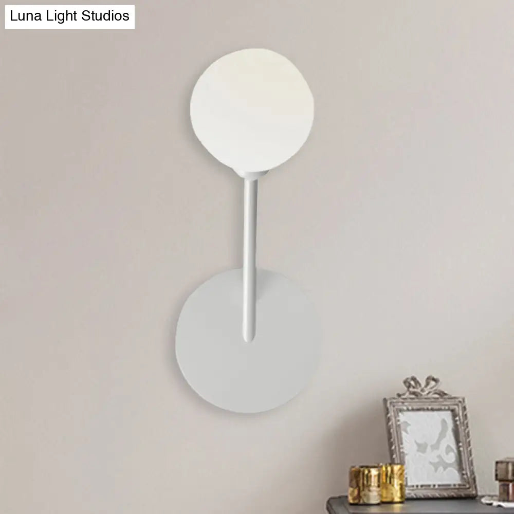 DecorBites™ Minimalist 1 Head Frosted Glass Wall Sconce Light in White Finish for Bedroom