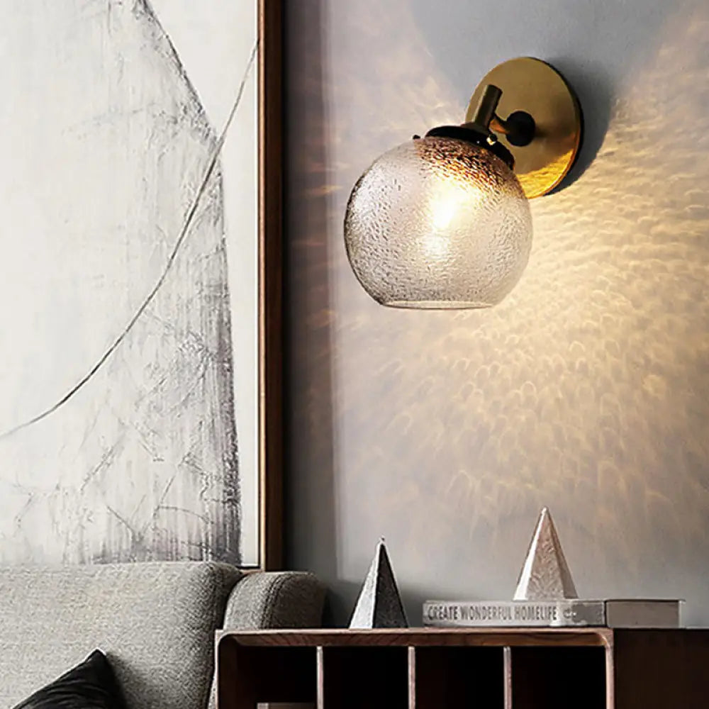 DecorBites™ Minimalist 1-Light Gold Wall Sconce: Exposed Ball Design for Living Room, Water Glass Feature