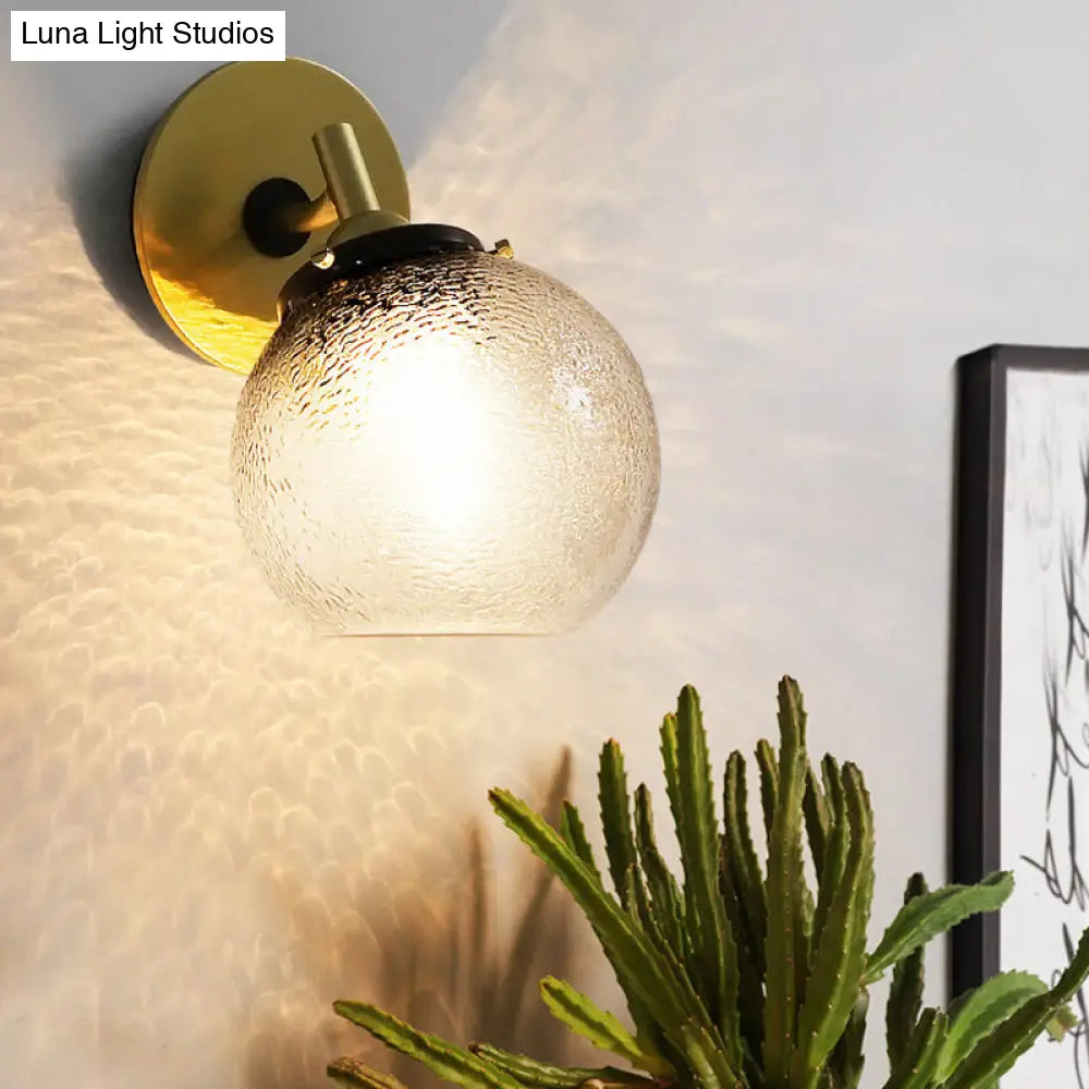 DecorBites™ Minimalist 1-Light Gold Wall Sconce: Exposed Ball Design for Living Room, Water Glass Feature