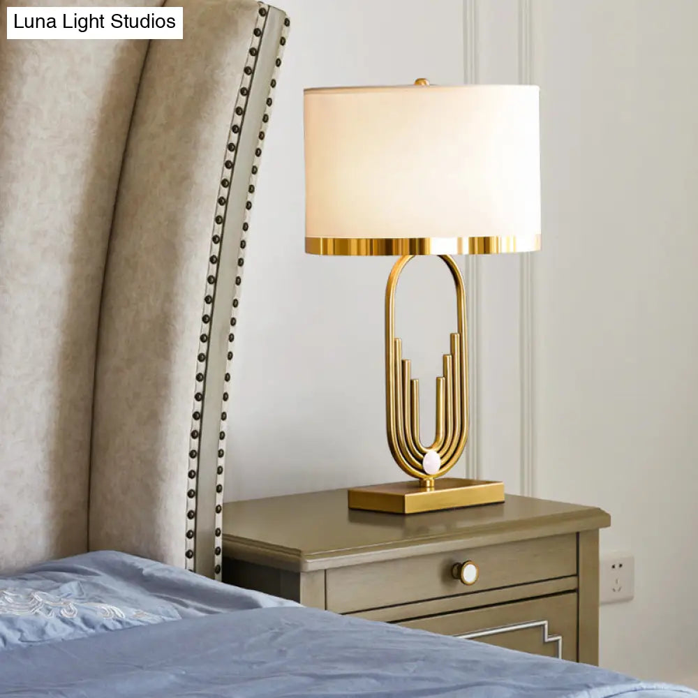 DecorBites™ Minimalist 1-Light Table Lamp with Fabric Drum Shade - Ideal for Living Room Nightstands