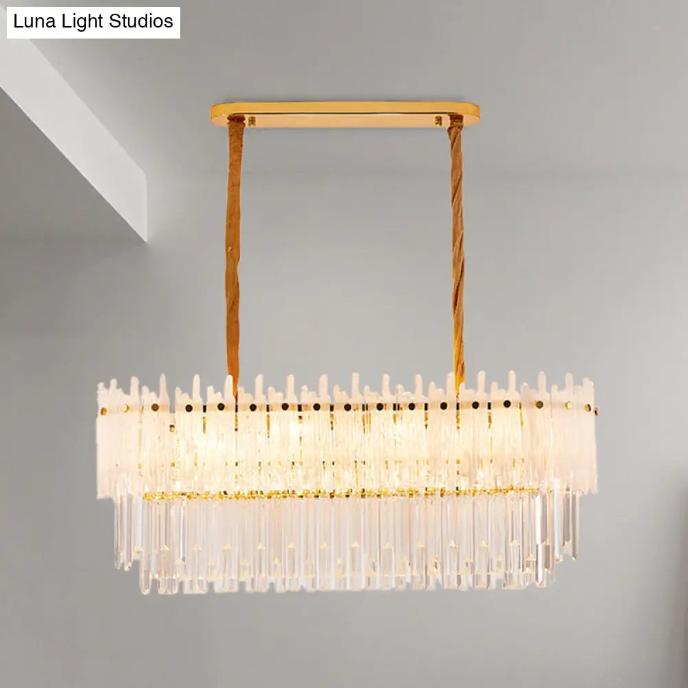 DecorBites™ Minimalist 9-Light Crystal Chandelier for Dining Room - Clear Island Lighting