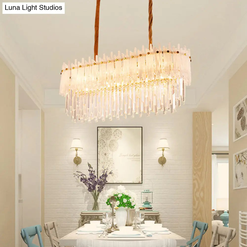 DecorBites™ Minimalist 9-Light Crystal Chandelier for Dining Room - Clear Island Lighting