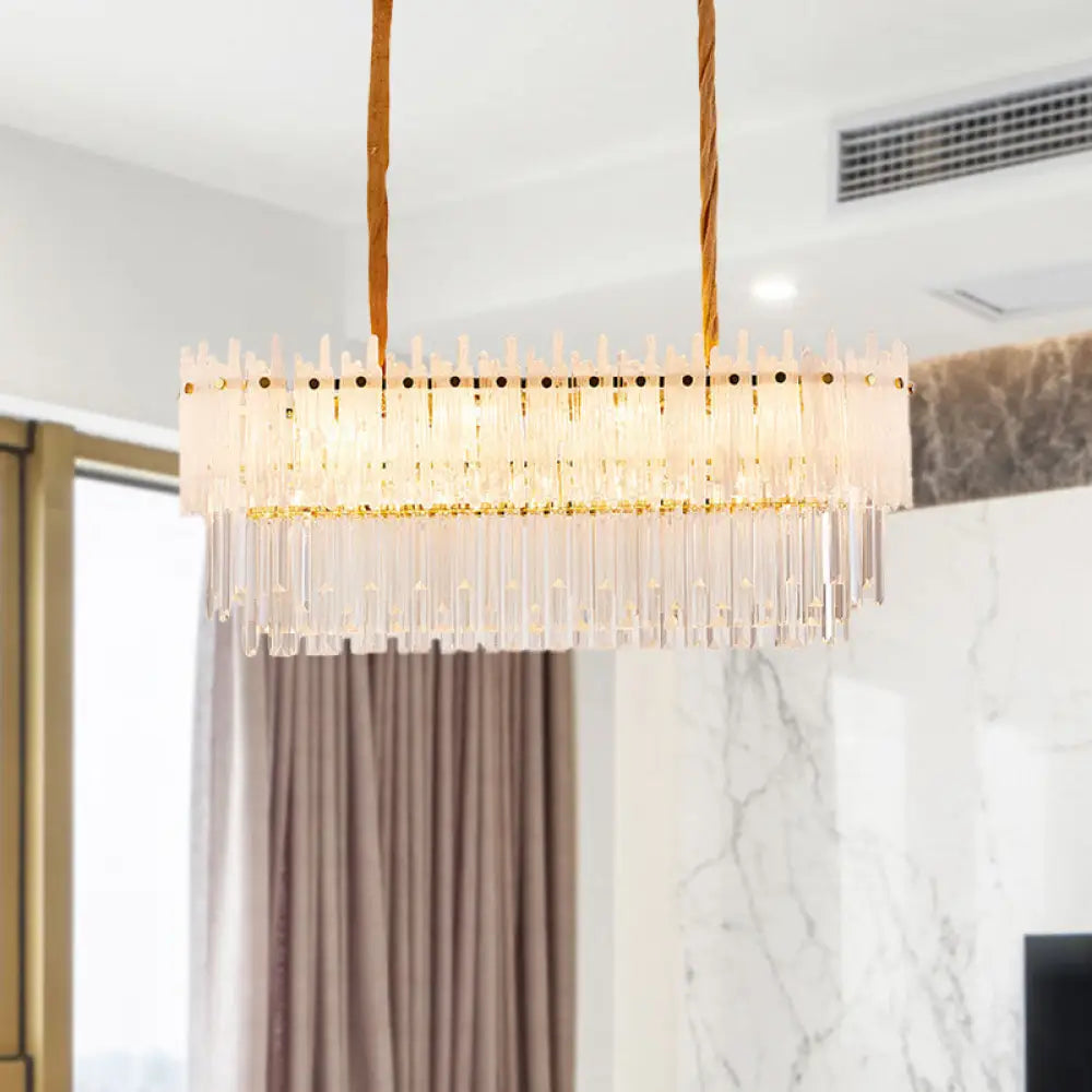 DecorBites™ Minimalist 9-Light Crystal Chandelier for Dining Room - Clear Island Lighting