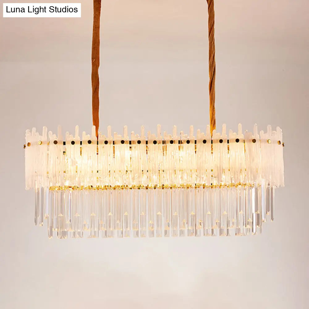 DecorBites™ Minimalist 9-Light Crystal Chandelier for Dining Room - Clear Island Lighting