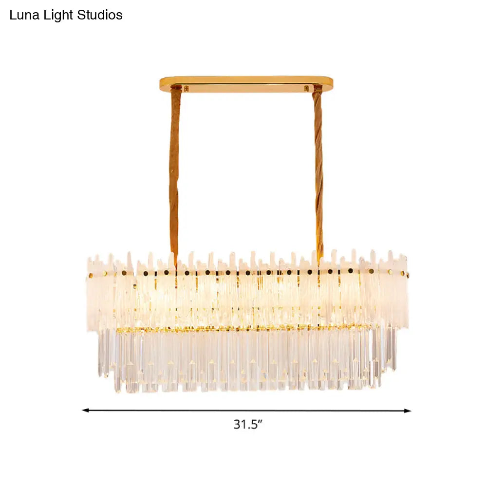 DecorBites™ Minimalist 9-Light Crystal Chandelier for Dining Room - Clear Island Lighting