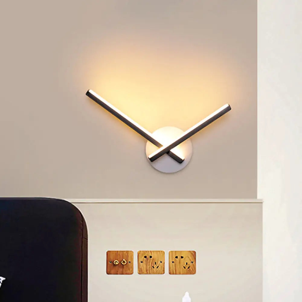 DecorBites™ Minimalist Acrylic Cross LED Wall Sconce in Black/White for Bedside Lighting - Warm/White Ambiance