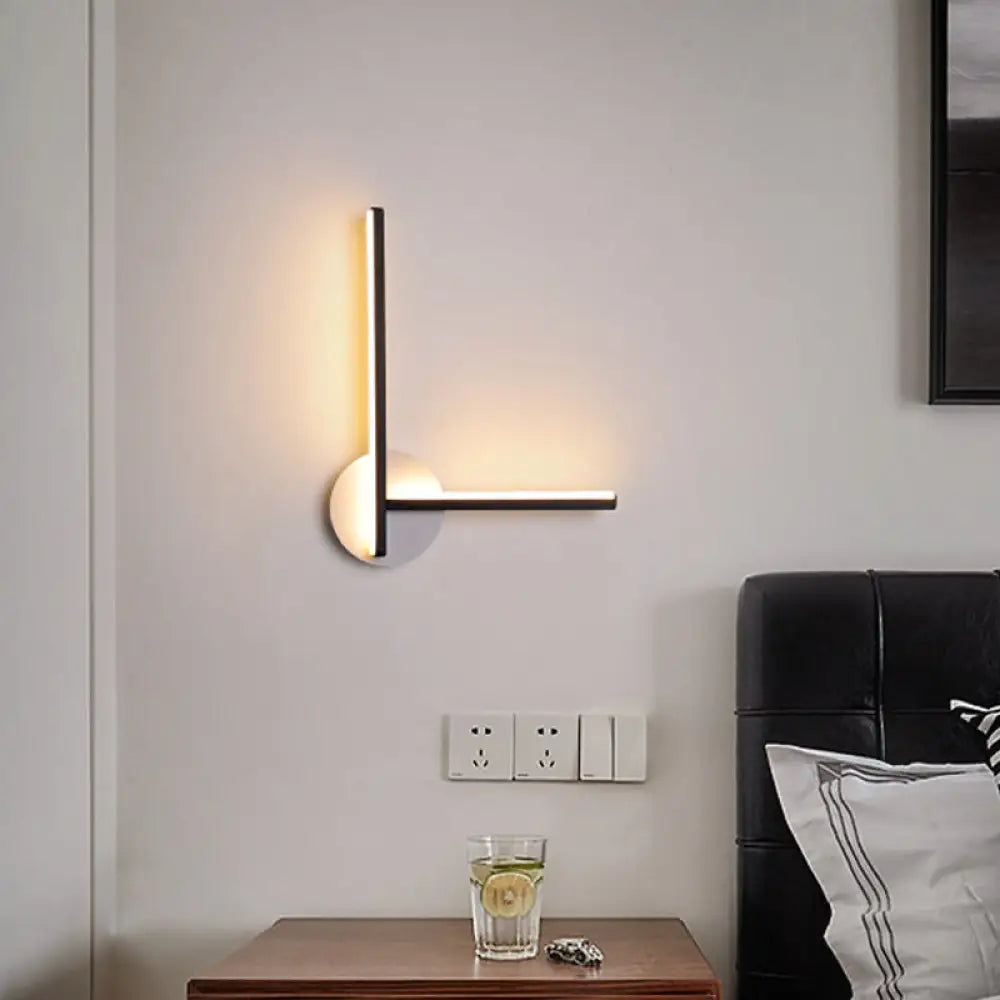 DecorBites™ Minimalist Acrylic Cross LED Wall Sconce in Black/White for Bedside Lighting - Warm/White Ambiance