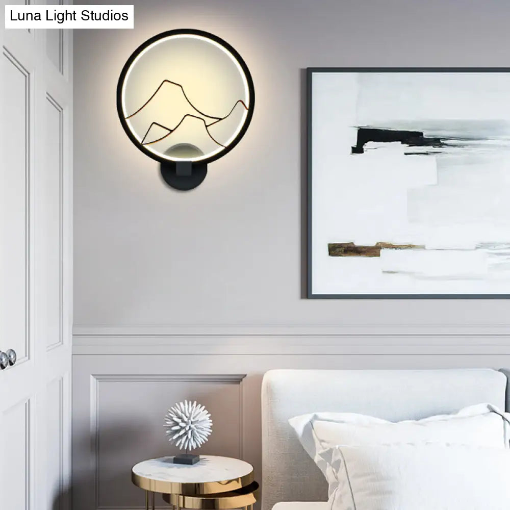 DecorBites™ Minimalist Acrylic Ring Wall Lamp with LED, White/Black Mountain Shade