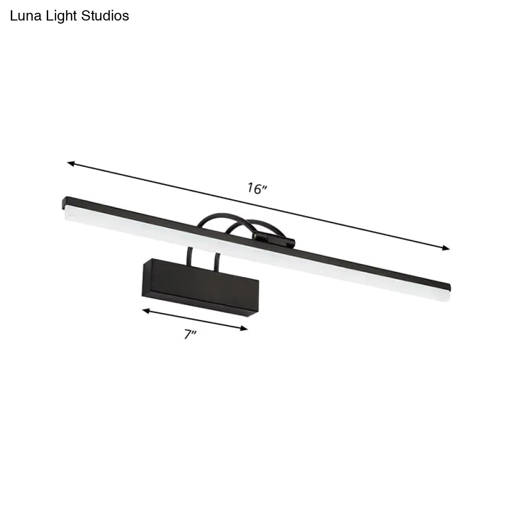 DecorBites™ Minimalist Acrylic Vanity Lighting Fixture - 16"/20" Modern LED Wall Mount Light in Black for Bathroom with Warm/White Light