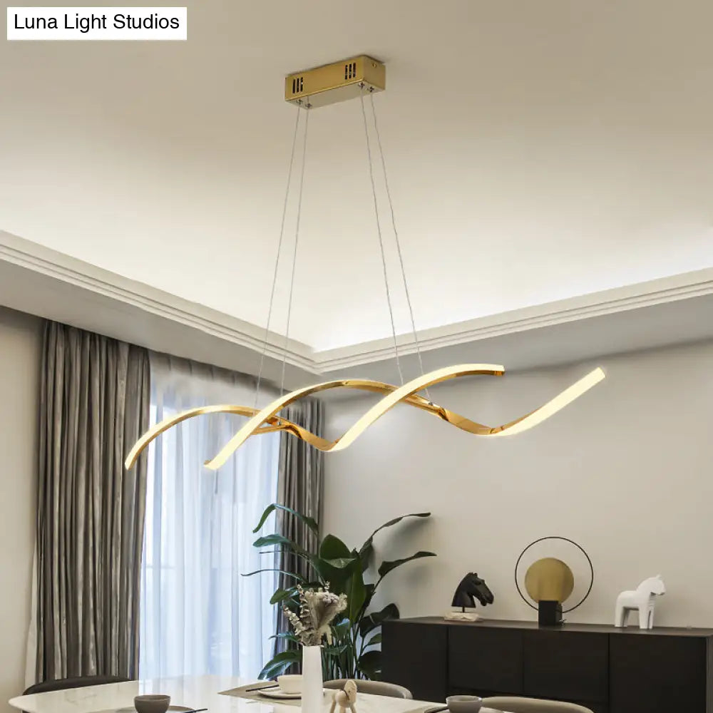 DecorBites™ Minimalist Aluminum Wave Shaped Pendant Light - Adjustable Cord, LED Island Lighting