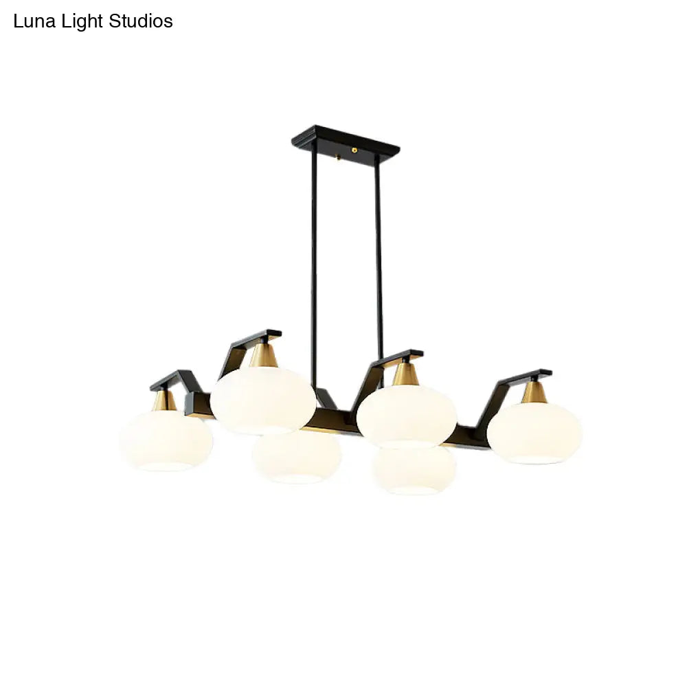 DecorBites™ Minimalist Black Linear Hanging Lamp with Oval Opal Glass Shade - Perfect for Dining Room Island Lighting