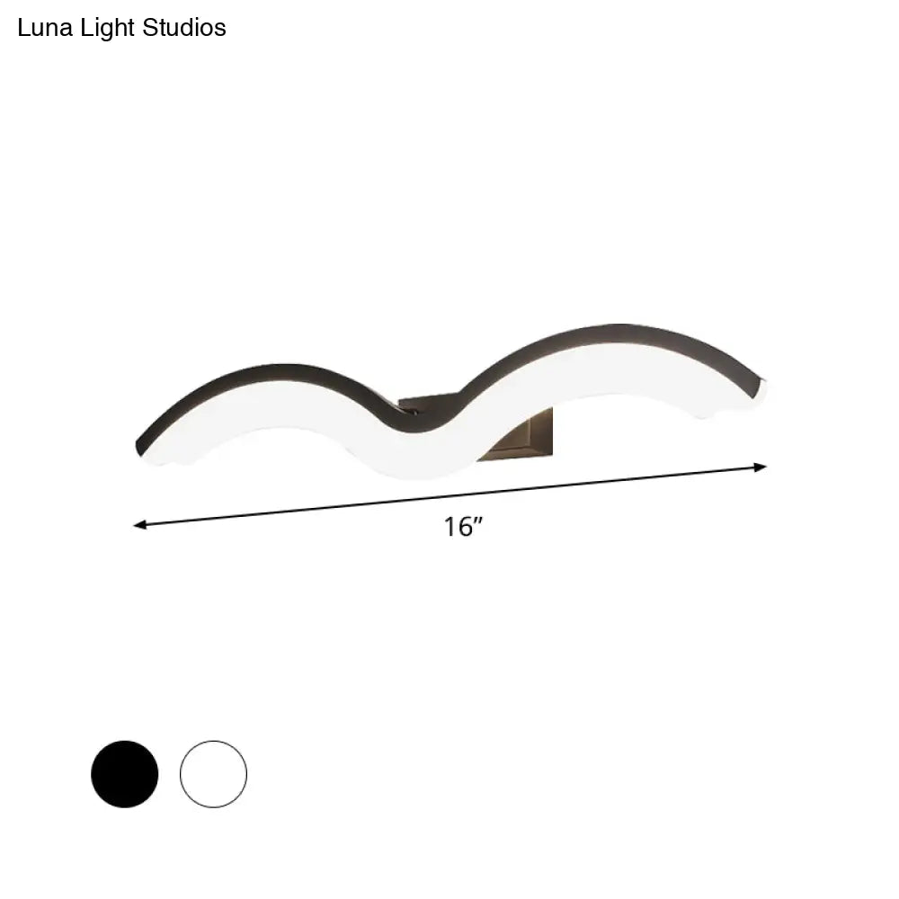 DecorBites™ Minimalist Black/White Wavelet LED Wall Sconce with Frosted Diffuser, Available in 16", 23.5", or 31.5" Lengths