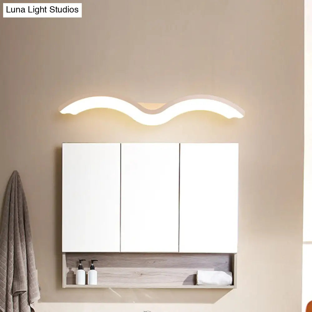 DecorBites™ Minimalist Black/White Wavelet LED Wall Sconce with Frosted Diffuser, Available in 16", 23.5", or 31.5" Lengths