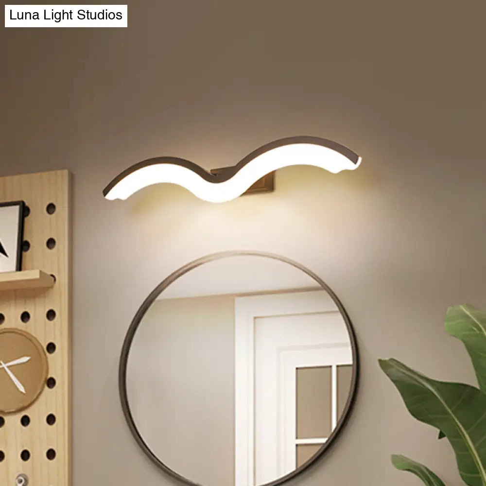 DecorBites™ Minimalist Black/White Wavelet LED Wall Sconce with Frosted Diffuser, Available in 16", 23.5", or 31.5" Lengths