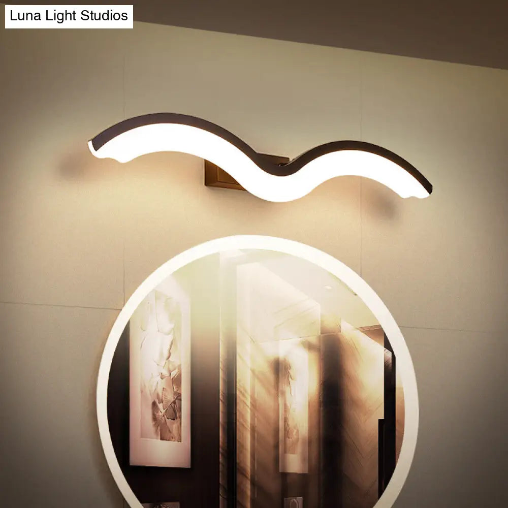 DecorBites™ Minimalist Black/White Wavelet LED Wall Sconce with Frosted Diffuser, Available in 16", 23.5", or 31.5" Lengths