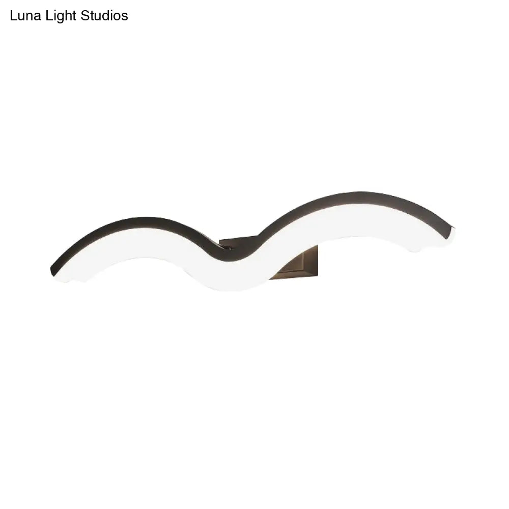 DecorBites™ Minimalist Black/White Wavelet LED Wall Sconce with Frosted Diffuser, Available in 16", 23.5", or 31.5" Lengths