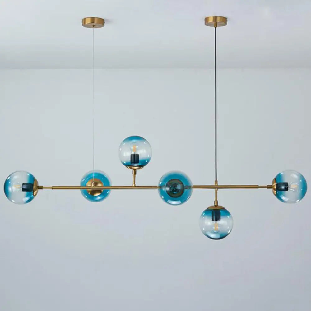 DecorBites™ Minimalist Brass Ball Island Lamp: 6-Bulb Suspension Light with Glass Shade - Perfect for Restaurants