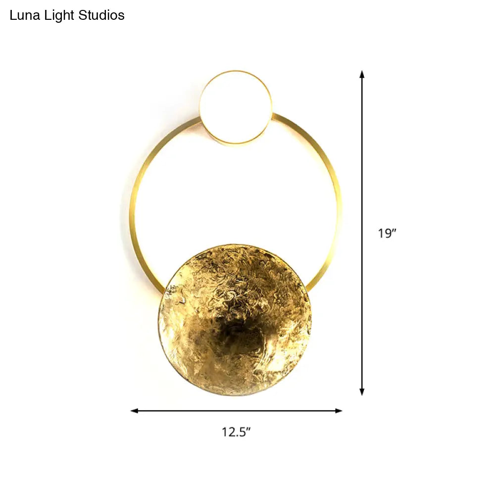 DecorBites™ Minimalist Brass Orbit Wall Sconce - 10"/12.5"/17" Wide Light Fixture with White Light