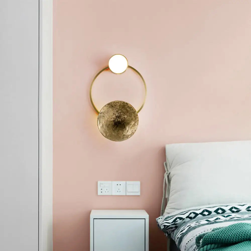 DecorBites™ Minimalist Brass Orbit Wall Sconce - 10"/12.5"/17" Wide Light Fixture with White Light