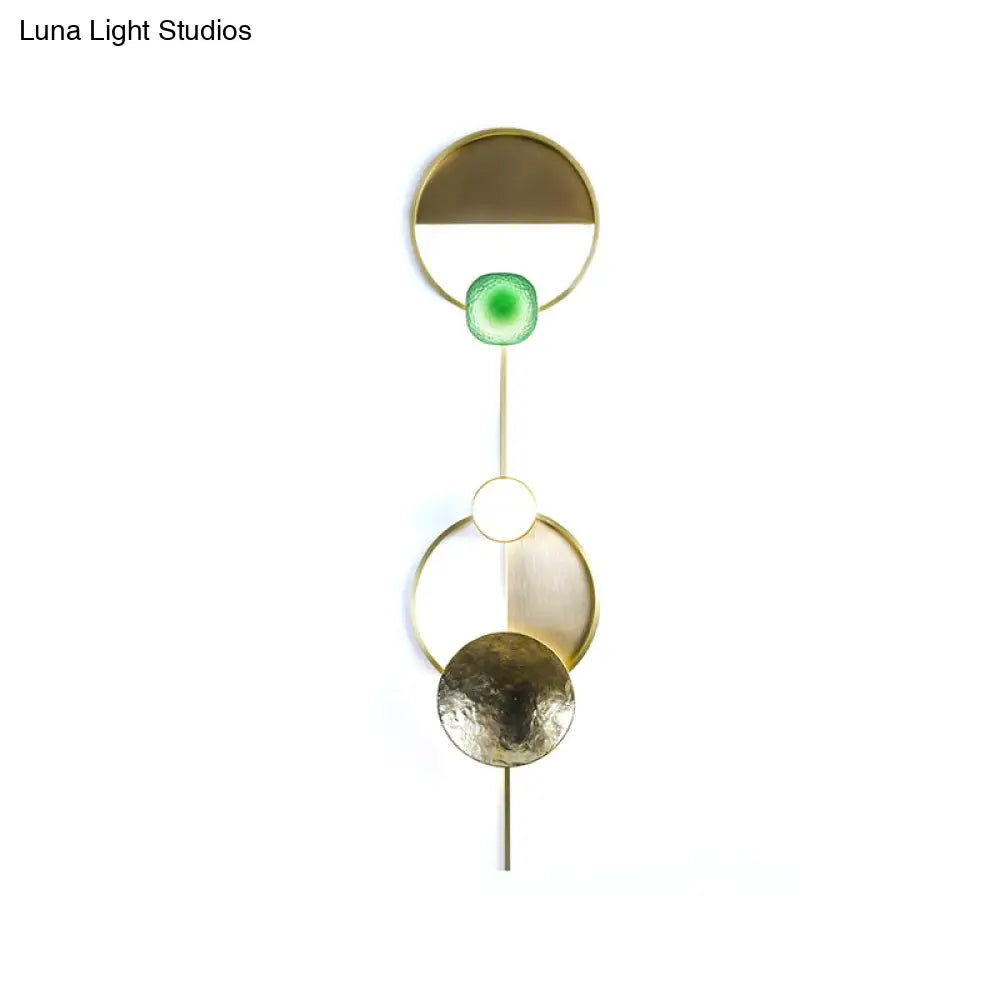 DecorBites™ Minimalist Brass Orbit Wall Sconce - 10"/12.5"/17" Wide Light Fixture with White Light