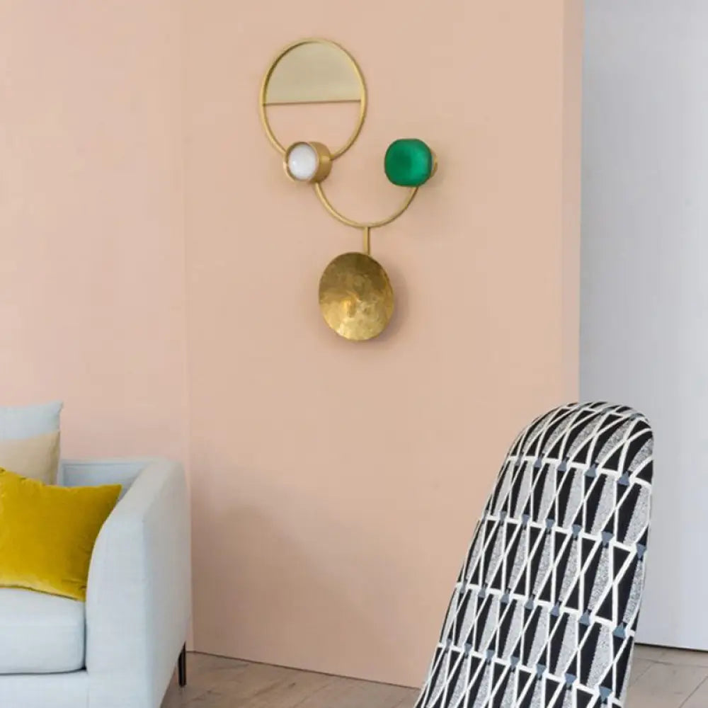 DecorBites™ Minimalist Brass Orbit Wall Sconce - 10"/12.5"/17" Wide Light Fixture with White Light