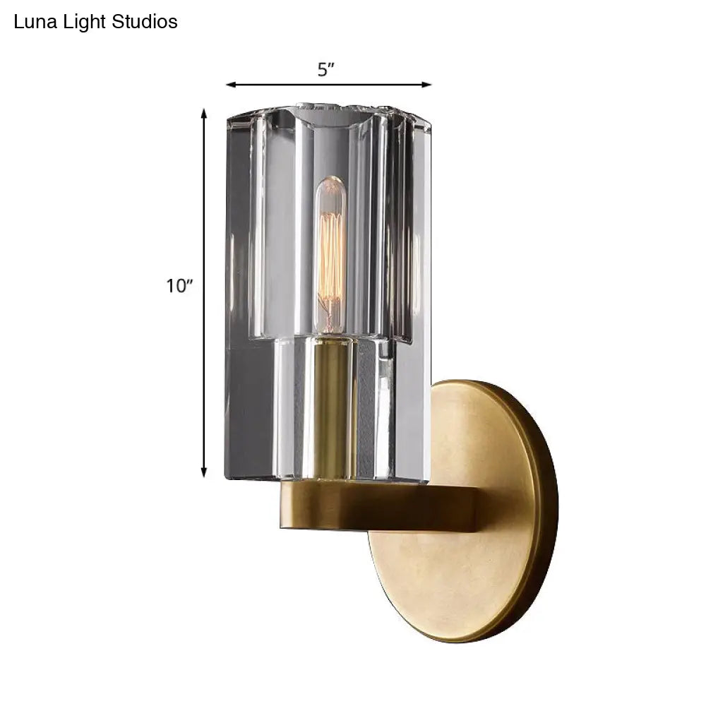 DecorBites™ Minimalist Brass Sconce with Clear Triangle Glass Shade for Living Room Wall