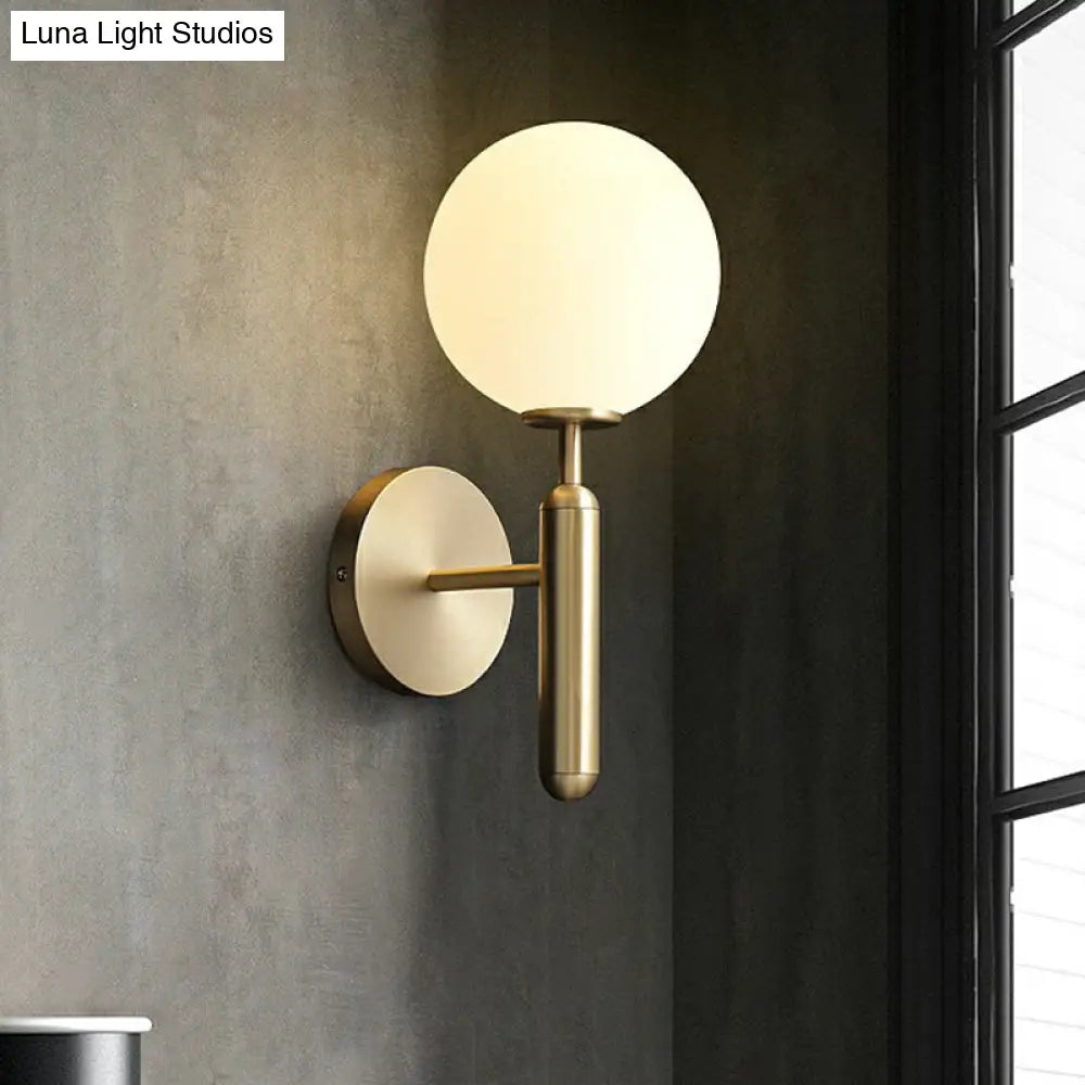 DecorBites™ Minimalist Brass Wall Sconce with Cream Glass Shade - 1-Light Living Room Lighting