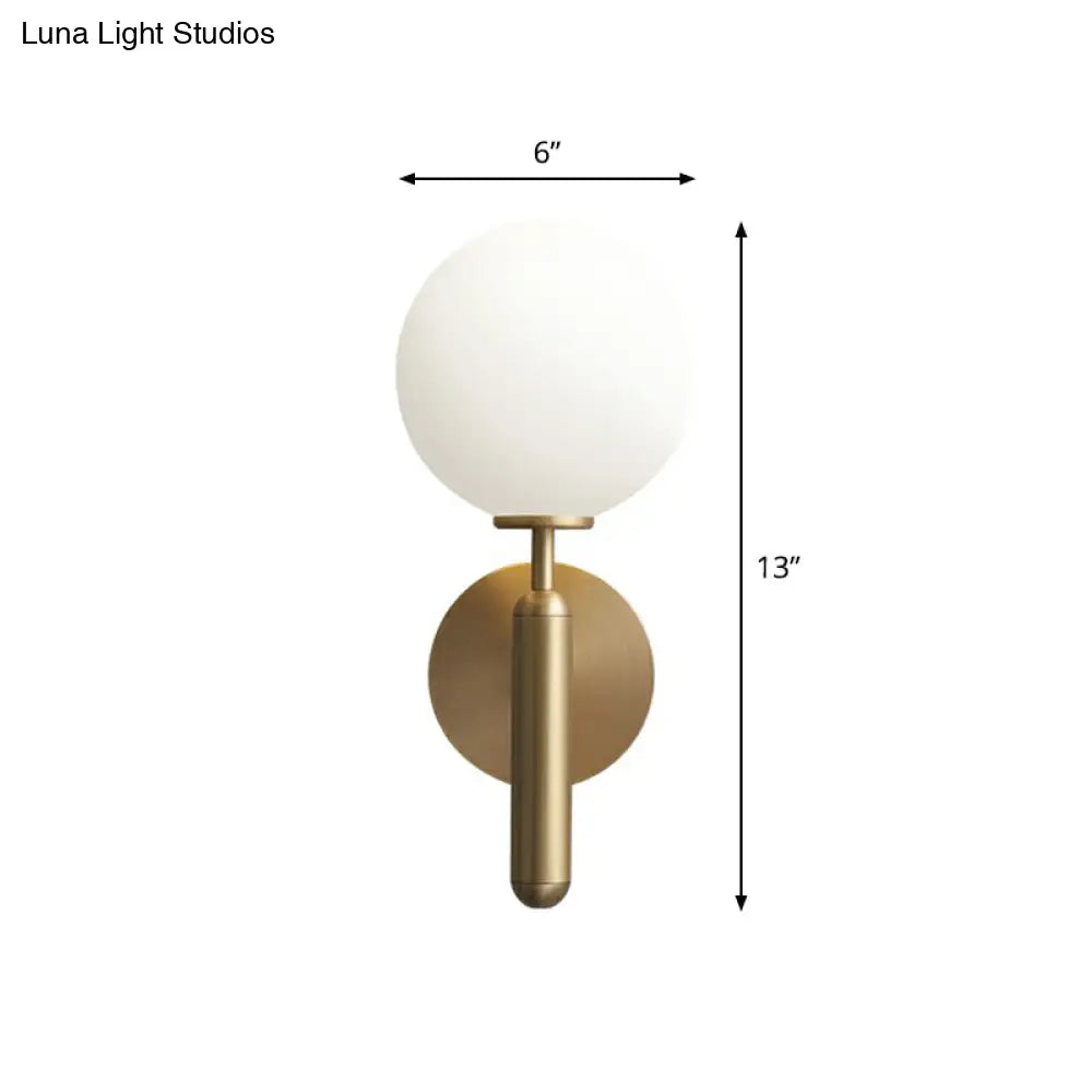 DecorBites™ Minimalist Brass Wall Sconce with Cream Glass Shade - 1-Light Living Room Lighting
