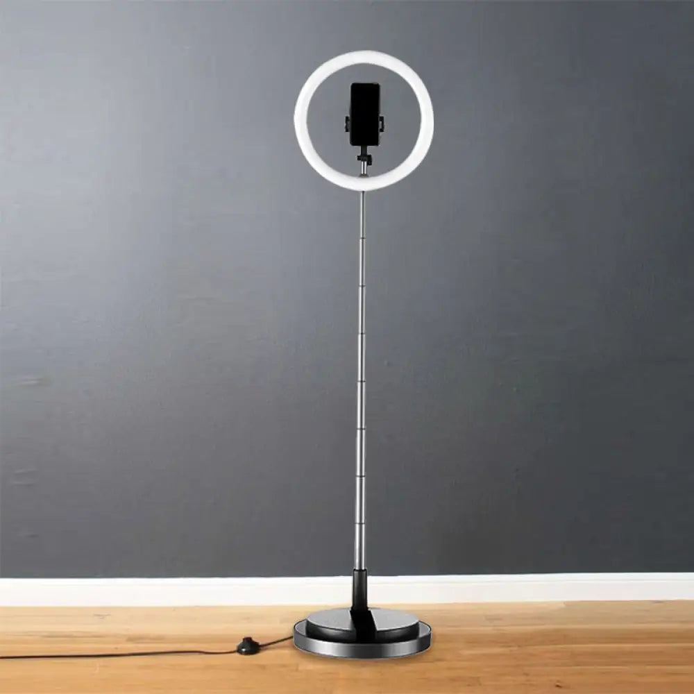 DecorBites™ Minimalist Circular Metal USB Vanity Lamp with LED Fill Light for Mobile Phone Holder - Black/White/Pink