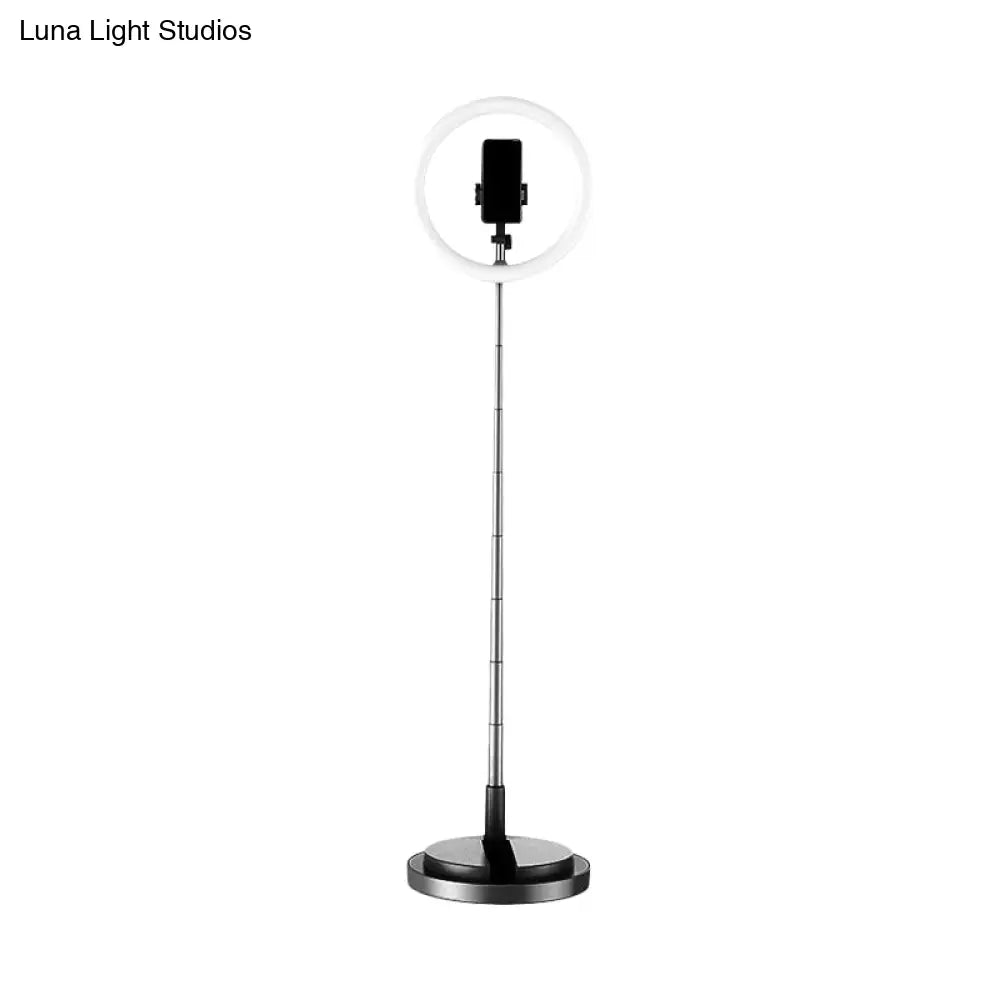 DecorBites™ Minimalist Circular Metal USB Vanity Lamp with LED Fill Light for Mobile Phone Holder - Black/White/Pink
