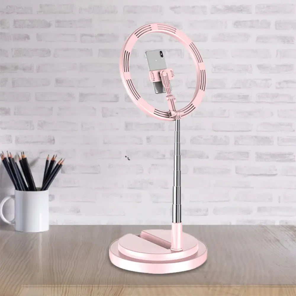 DecorBites™ Minimalist Circular Metal USB Vanity Lamp with LED Fill Light for Mobile Phone Holder - Black/White/Pink